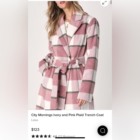 NWOT City Mornings Pink Plaid Trench Coat - Picture 2 of 9